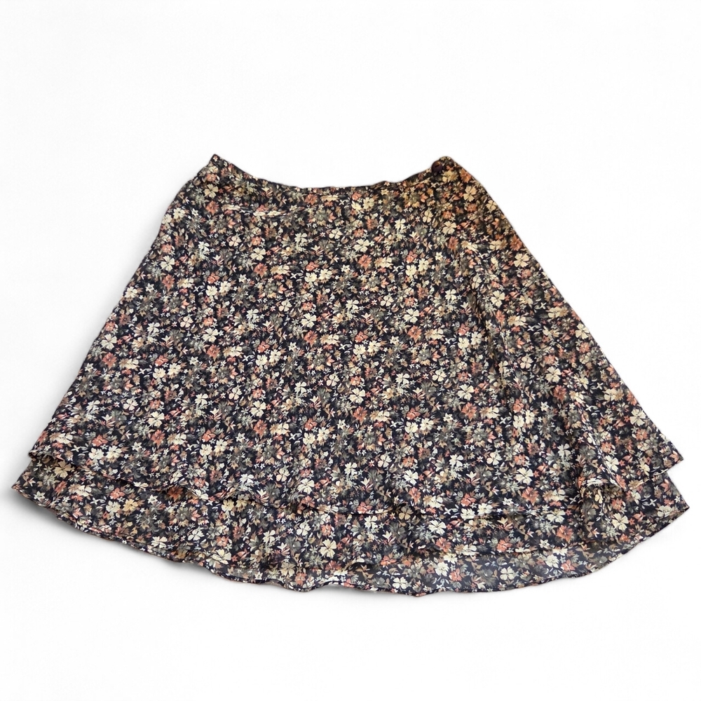 Vtg Compagnie International Express Floral Tiered Ruffle Skater Skirt 90s Y2K